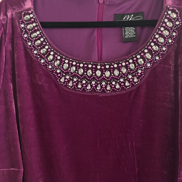 Midnight velvet, dark purple floral dress - Picture 7 of 12